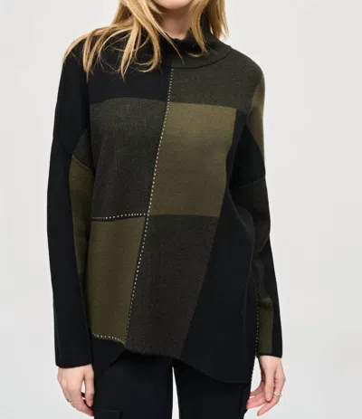 Joseph Ribkoff Jacquard Knit Pullover Sweater In Olive