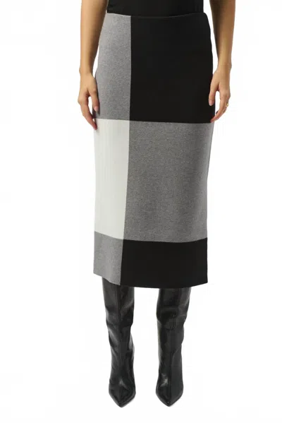 Joseph Ribkoff Jacquard Sweater Color Block Skirt In Black Multi