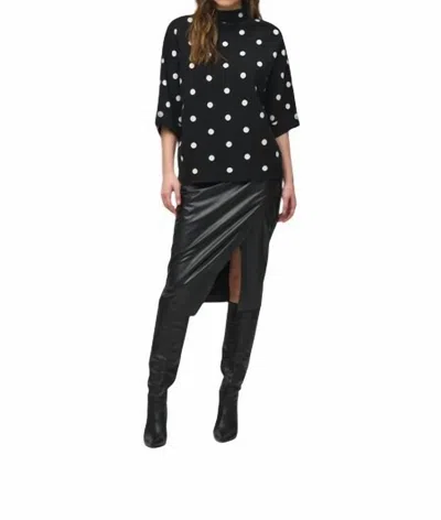 Joseph Ribkoff Jacquard Sweater Dot Print Top In Black-vanilla In Multi