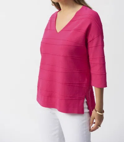Joseph Ribkoff Jacquard Sweater Knit Pullover In Geranium In Pink
