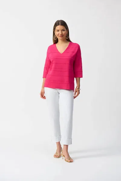 Joseph Ribkoff Jacquard Sweater Knit Pullover In Pink