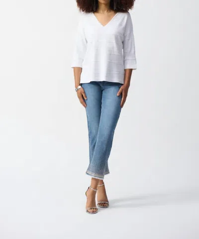 Joseph Ribkoff Jacquard Sweater Knit Pullover Style 251923 In White