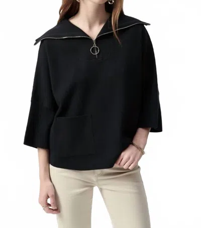 Joseph Ribkoff Jacquard Zip Collar Sweater In Black