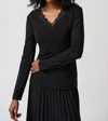 Joseph Ribkoff Jersey And Lace Fitted Top In Black In Black