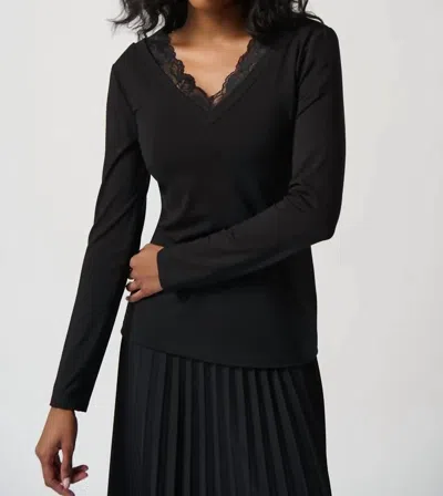 Joseph Ribkoff Jersey And Lace Fitted Top In Black