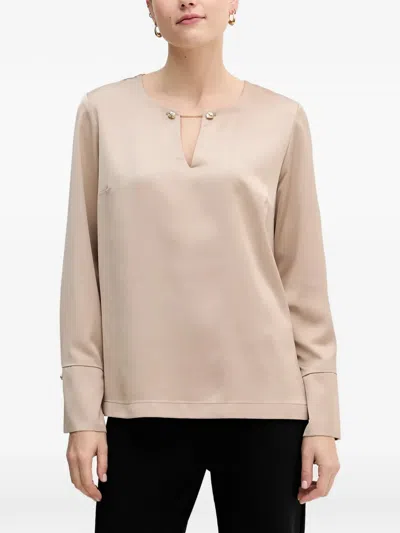 Joseph Ribkoff Keyhole Cuff-detail Blouse In Neutral