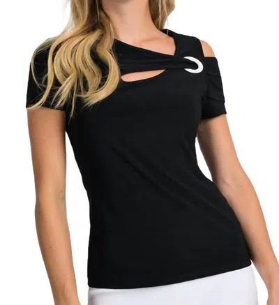 Joseph Ribkoff Keyhole Detail Top In Black