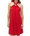 Joseph Ribkoff Keyhole Halter Trapeze Mini Dress In Radiant Red In Red
