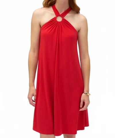 Joseph Ribkoff Keyhole Halter Trapeze Mini Dress In Radiant Red