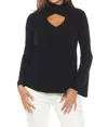 Joseph Ribkoff Keyhole High Neck Long Sleeve Top In Black