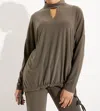 Joseph Ribkoff Keyhole Neck Top In Avocado In Gray