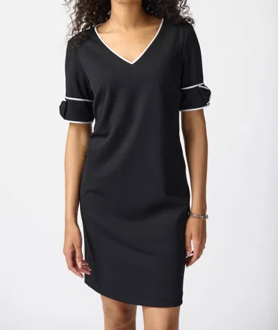 Joseph Ribkoff Knee Length Bow Sleeves Dress In Black