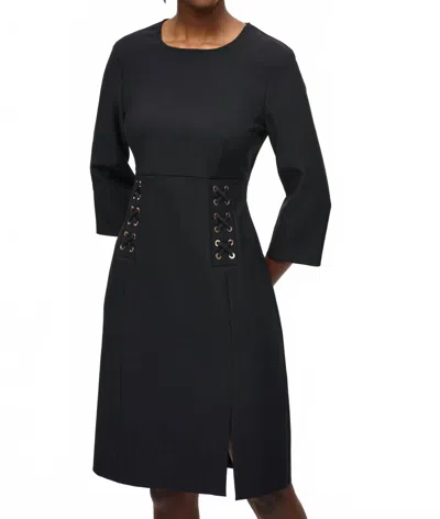 Joseph Ribkoff Knee Length Sheath Dress In Black In Animal Print