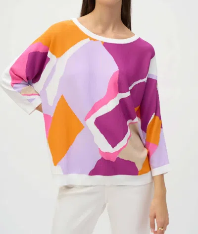 Joseph Ribkoff Knit Abstract Print Pullover Sweater In Vanilla/multi