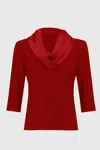 Joseph Ribkoff Knit And Satin Top In Red In Red