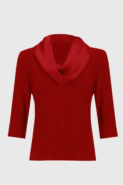 Joseph Ribkoff Knit And Satin Top In Red