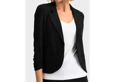 Joseph Ribkoff Knit Blazer With Gathered Sleeves In Black