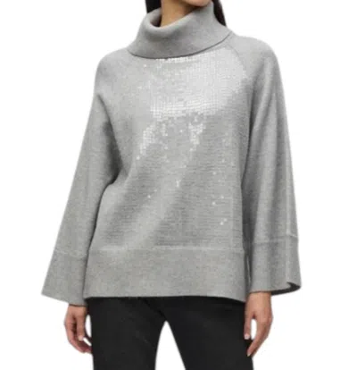 Joseph Ribkoff Knit Boxy Sweater In Grey Melange In Blue