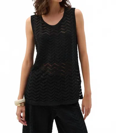 Joseph Ribkoff Knit Chevron Stitch Relaxed Tunic Top In Black