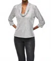 Joseph Ribkoff Foiled Knit Cowl Collar Top In Gray In Gray