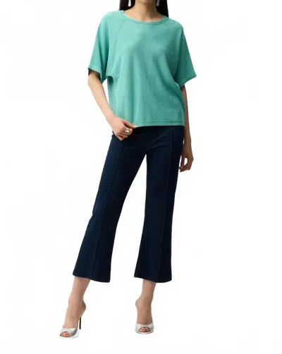 Joseph Ribkoff Knit Denim Crop Flare Pants In Dark Blue In Black