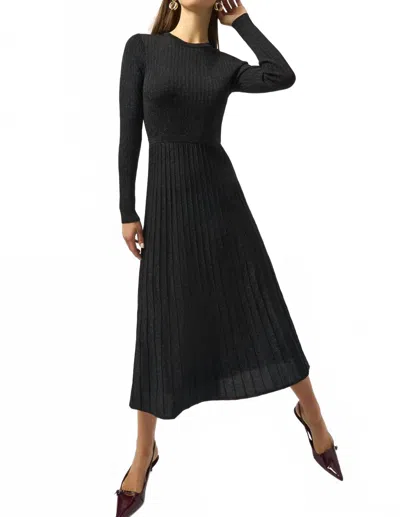 Joseph Ribkoff Knit Fit And Flare Crew Neck Dress In Black