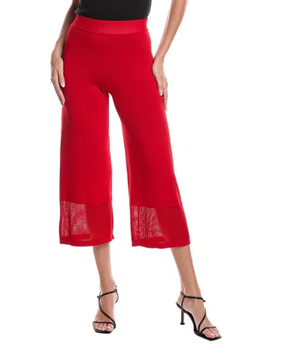 Joseph Ribkoff Knit Mesh Ankle Pant In Red