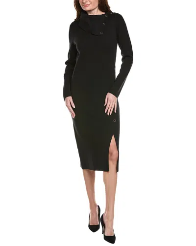Joseph Ribkoff Asymmetric-neck Knit Midi Dress In Black