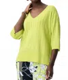 Joseph Ribkoff Knit Quarter Sleeve Top In Lime