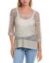 Joseph Ribkoff Open Stitch Sweater With Sequins In Champange In Gray