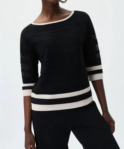 Joseph Ribkoff Striped Boat Neck Top In Multi