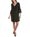 Joseph Ribkoff Lace Sleeve Mini Dress In Black In Black