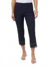 Joseph Ribkoff Lace Cuff Pull On Cropped Pant In Midnight Blue In Blue