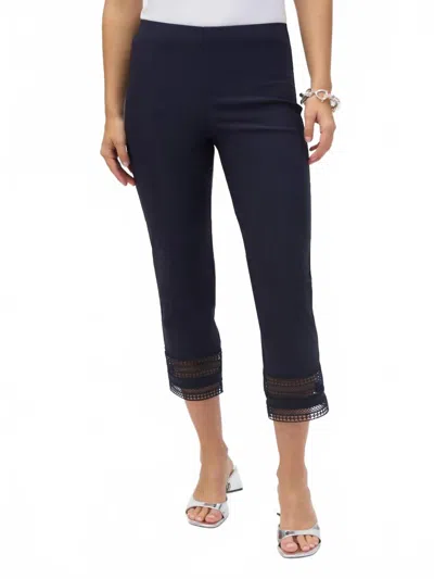 Joseph Ribkoff Lace Cuff Pull On Cropped Pant In Midnight Blue
