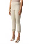 Joseph Ribkoff Lace Cuff Pull On Cropped Pants In Moonstone In White