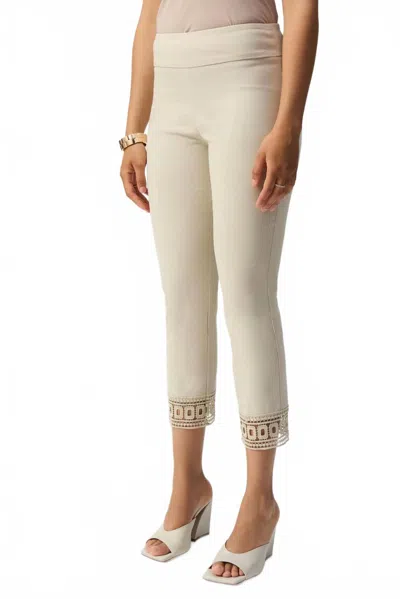 Joseph Ribkoff Lace Cuff Pull On Cropped Pants In Moonstone In White