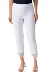 Joseph Ribkoff Lace Cuff Pull On Cropped Pants In White In White