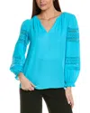 Joseph Ribkoff Lace Insert Blouse In Blue