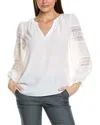 Joseph Ribkoff Lace Insert Blouse In White
