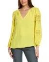 Joseph Ribkoff Lace Insert Blouse In Yellow