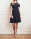 Joseph Ribkoff Lace Neckline Dress In Midnight