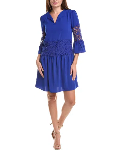 Joseph Ribkoff Laser Cut Sleeves A-line Dress In Royal Sapphire In Blue