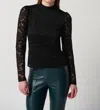 Joseph Ribkoff Lace Puff Sleeves Top In Black In Black