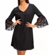 Joseph Ribkoff Lace Sleeve Mini Dress In Black In Black