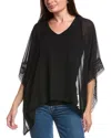 Joseph Ribkoff Lace Trim Poncho Top In Black