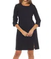 Joseph Ribkoff Lace-up 3/4 Sleeves A-line Dress In Black