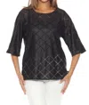 Joseph Ribkoff Ladder Lace Trim 3/4 Sleeve Tunic In Black