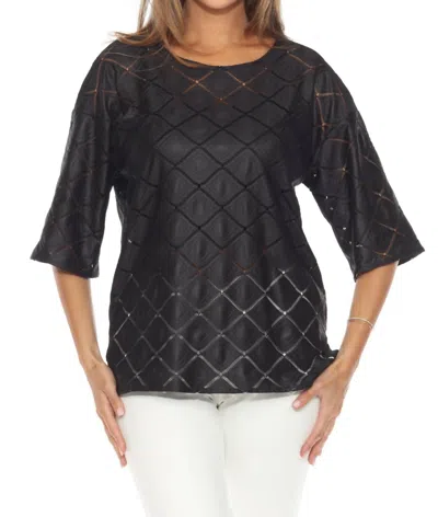 Joseph Ribkoff Ladder Lace Trim 3/4 Sleeve Tunic In Black