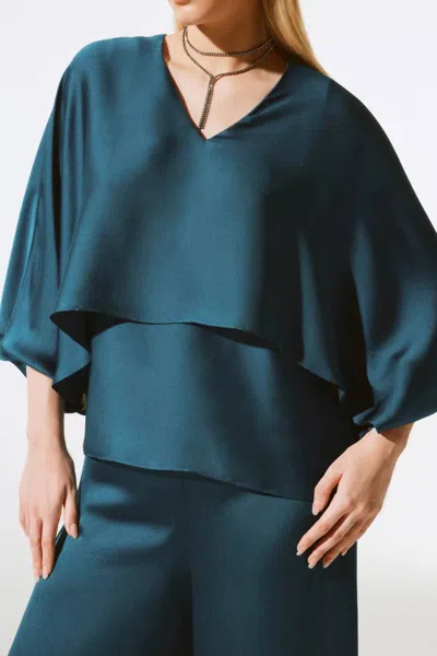 Joseph Ribkoff Layered Batwing Sleeve Satin Top In Twilight