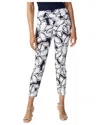 Joseph Ribkoff Leaf Print Millennium Pull-on Pants In Midnight Blue Vanilla In Blue